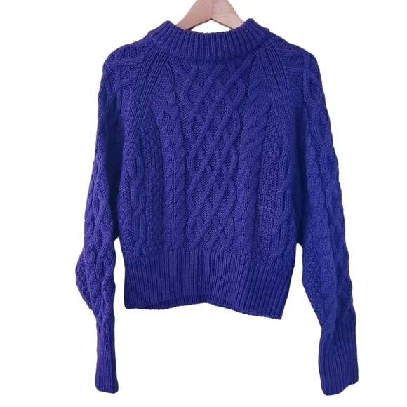 NWT H&M purple long-sleeve cable knit wool  sweater top jumper - Picture 1 of 15